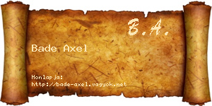 Bade Axel névjegykártya